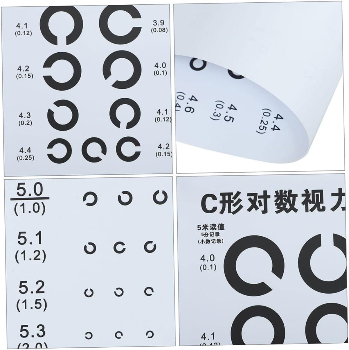 C-Type Visual Testing Chart for Boys and Girls Standard Wall Eye Exam Chart Cartoon Design 6 Sheets Eye Test Set for Home Use Compliant National Standards