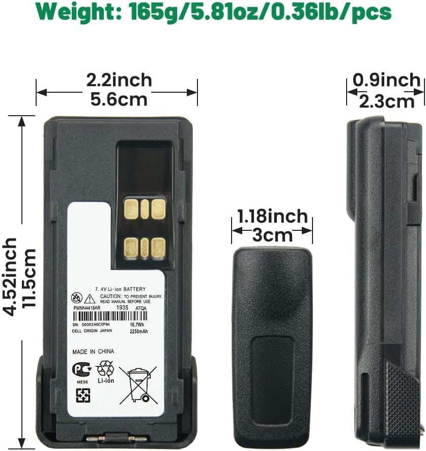 10Pcs PMNN4418AR Two-Way Radio Replacement Li-ion Battery for Mo-torola XIR P6600 P6620 P8600 P8660 P8620 P8668 DP2000e DP2400 DP2600 DP4400E Radios
