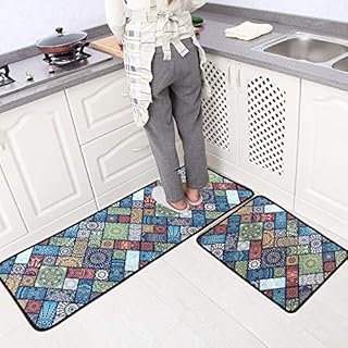 LEEBEI Kitchen Mats Non slip Washable Kitchen Rugs Doormat Carpet Floor Mat(15.7''×23.6''+15.7''×47.2 '',2pc-Bosi)