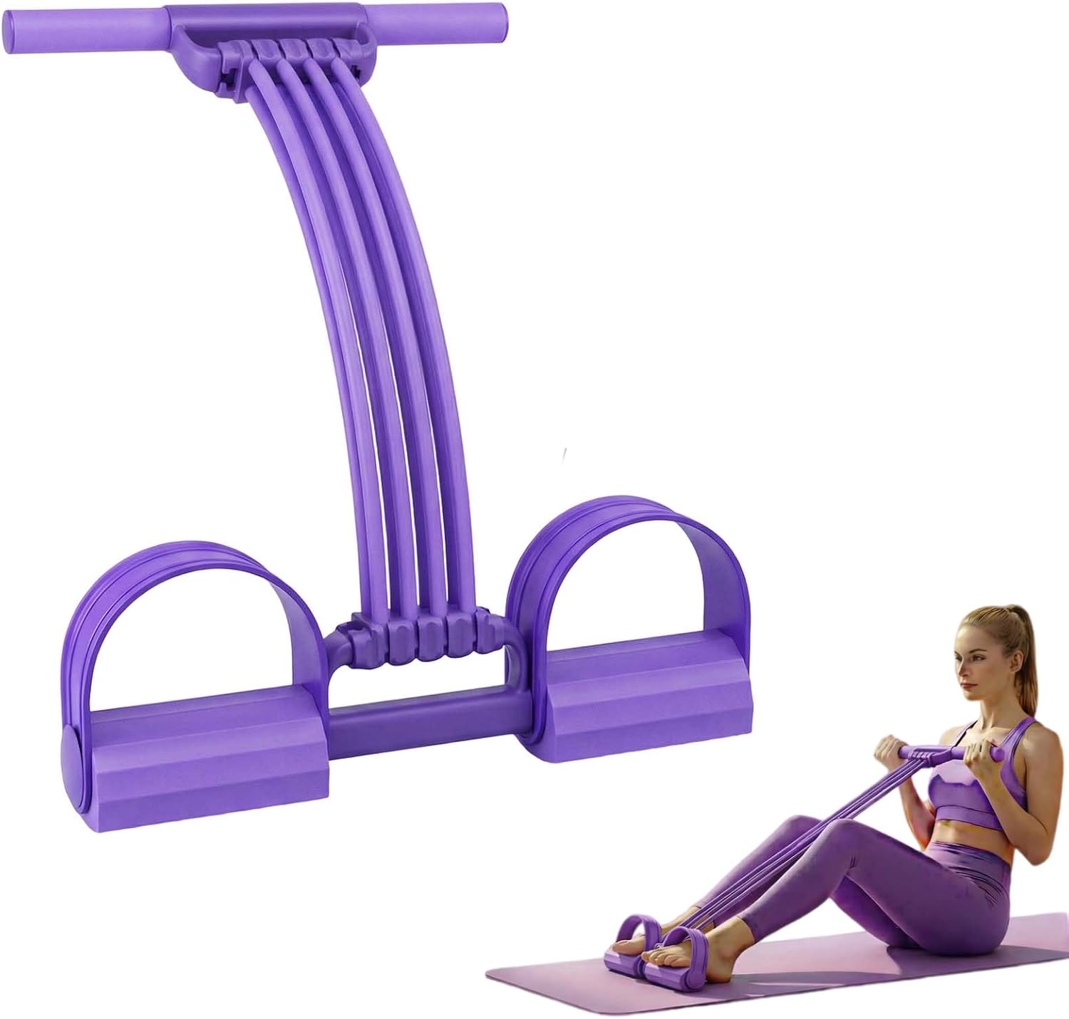 Pedal Resistance Band with Handle, 2026 Multifunctional Foot Pedal Resistance Band for Home Office Workout, Elastic Sit Up Pull Rope for Back Chest Arm Stretch Training