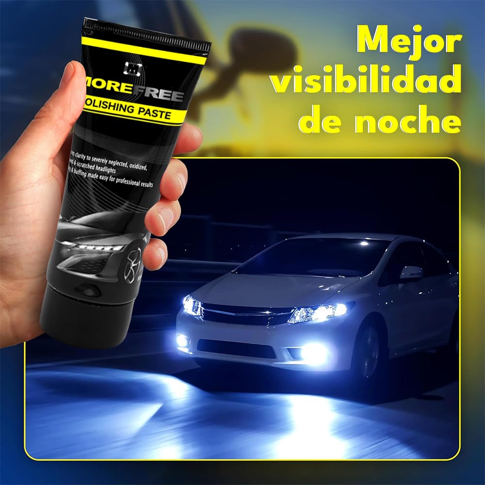 MORE FREE-Kit Pulir Faros Coche,Kit de Pulido de Faros de Automóviles,pulir Faros Coche para Restauración Faros Turbios, Restaurador de Faros amarillentos o Desgastados