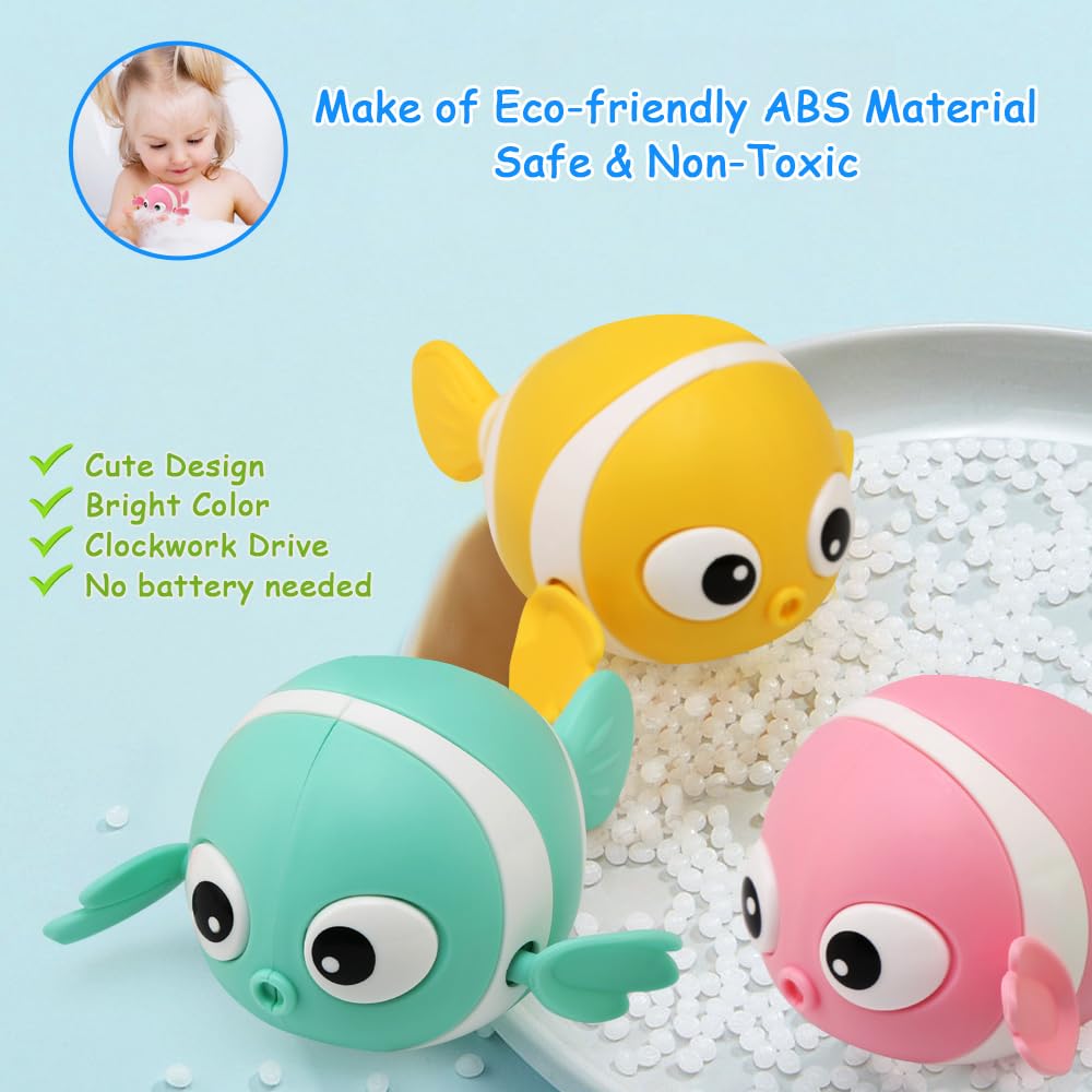 Jouet de Bain Bébé, Jeux de Bain pour Enfant 1 2 3 4 Ans, Poisson Animaux Jouets Flottants, Jeu d'eau Jouet de Baignoire Piscine, Jouets de Douche pour Tout-Petits Garcon Fille - 3 Pièces