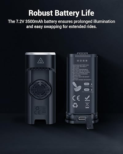 Miniatura 6 de Magicshine ALLTY 2500S - Luces de bicicleta para conducción nocturna, 2500 lúmenes, faro de bicicleta impermeable, batería extraíble, pantalla OLED,