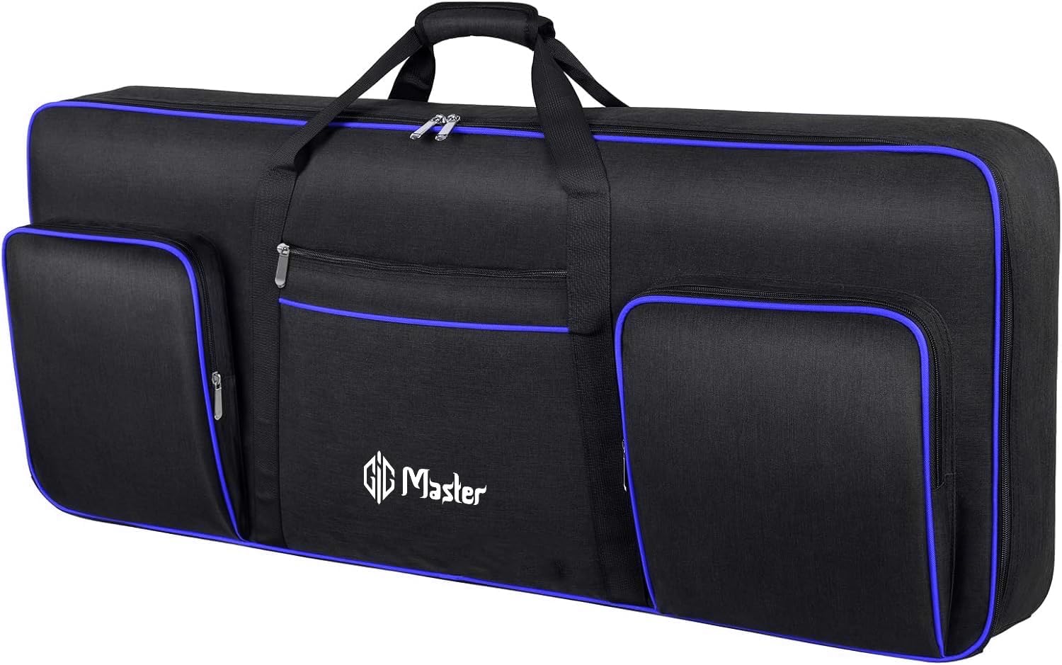 Heavy Padded Keyboard Bag/Cover/Case for Yamaha PSR-SX720, SX920, 61-Keys Arranger Keyboard with Dust Cover & Double Pocket(Black & Blue)