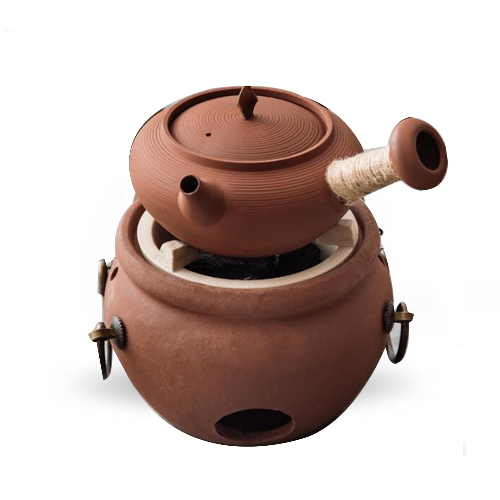 Holzkohleofen -Tee -Kocher mit wärmerem Holzkohlherd Kessel Herd chinesische Teekanne mit Emaille Interieur, 1000 ml