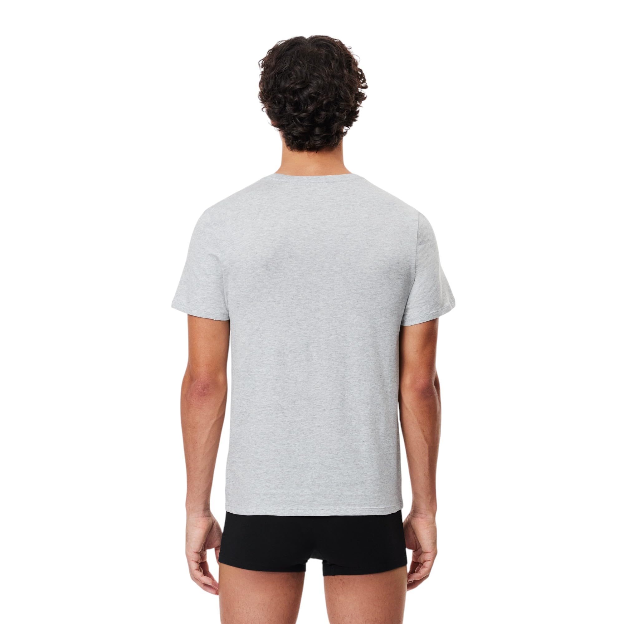 Lacoste Męskie niezbędniki, 3-pak, 100% bawełna, regularny krój koszulki z okrągłym dekoltem, Biały/srebrny Chiny/czarny, XL