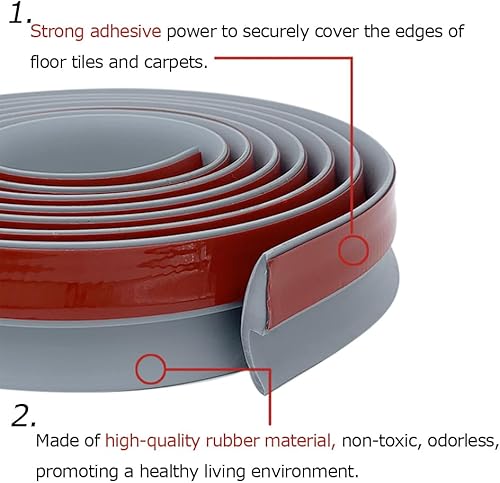 Miniatura 4 de Aroilder Tira de transición de suelo de alfombra, 10 pies, autoadhesivo de alfombra a azulejos, borde de transición adecuado para umbrales de