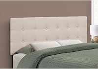 Vista 2 de Monarch Specialties I 6004F Cama de cabecero, tamaño matrimonial, dormitorio, tapizada, aspecto de lino, beige, de transición