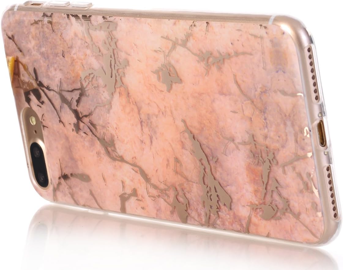 Spevert iPhone 7 Plus Case,iPhone 8 Plus Case,Marble Pattern Hybrid Hard Back Soft TPU Raised Edge Ultra-Thin Shock Absorption Protective Case for iPhone 7 Plus/iPhone 8 Plus - Rose Gold