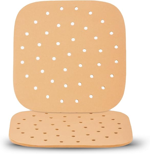 CrispHunter Carta Forno per Friggitrice ad Aria - 100 Pezzi Rotondi Antiaderenti e Senza PFAS - Perfetti per Friggitrice ad Aria 21.5 x 21.5 cm (Fogli) - 1