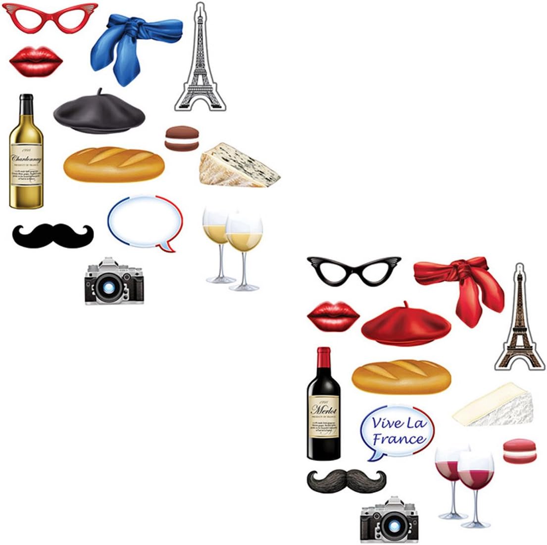 Beistle French Photo Fun Signs, 28 Piece, 3.5" - 12", Multicolor
