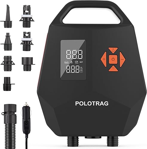 Paddle Board Pump, SUP Pump Electric Portable with Auto-OffDeflation, 12V DC Car Connector Air Pump for Inflatables, Kayak and Air Mattress