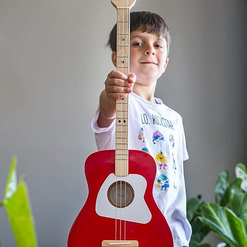 Vista 22 de Loog Guitarra acústica profesional para niños, 3 cuerdas, a partir de 6 años, aplicación de aprendizaje y lecciones incluidas, color blanco