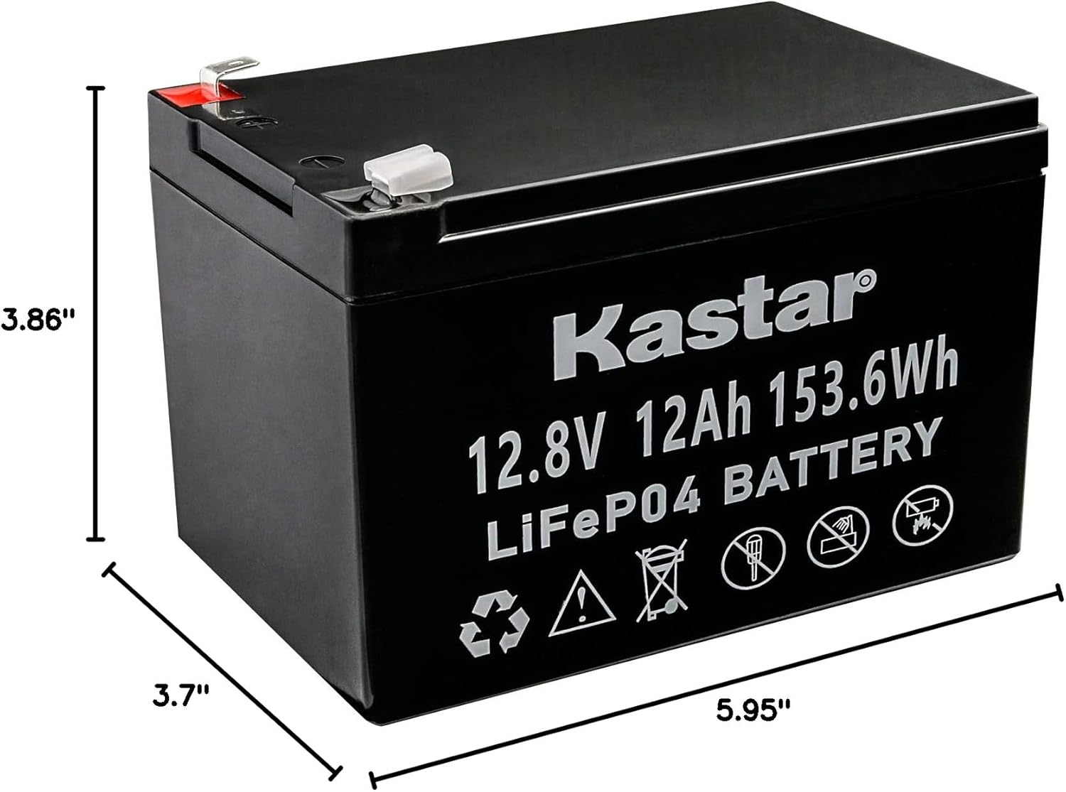 Kastar 12.8V 12Ah 153.6Wh LifePO4 Lithium Iron Phosphate Deep Cycle Rechargeable Battery | 2500-7000 Life Cycles | Built-in BMS | Perfect for RV, Solar, Marine, Overland, Off-Grid Applications