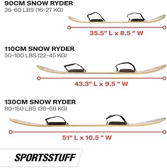 SportsStuff Wood Snowboards/Snow Sleds - Beginner Kids Winter Sports Accessories - 90cm-130cm Models