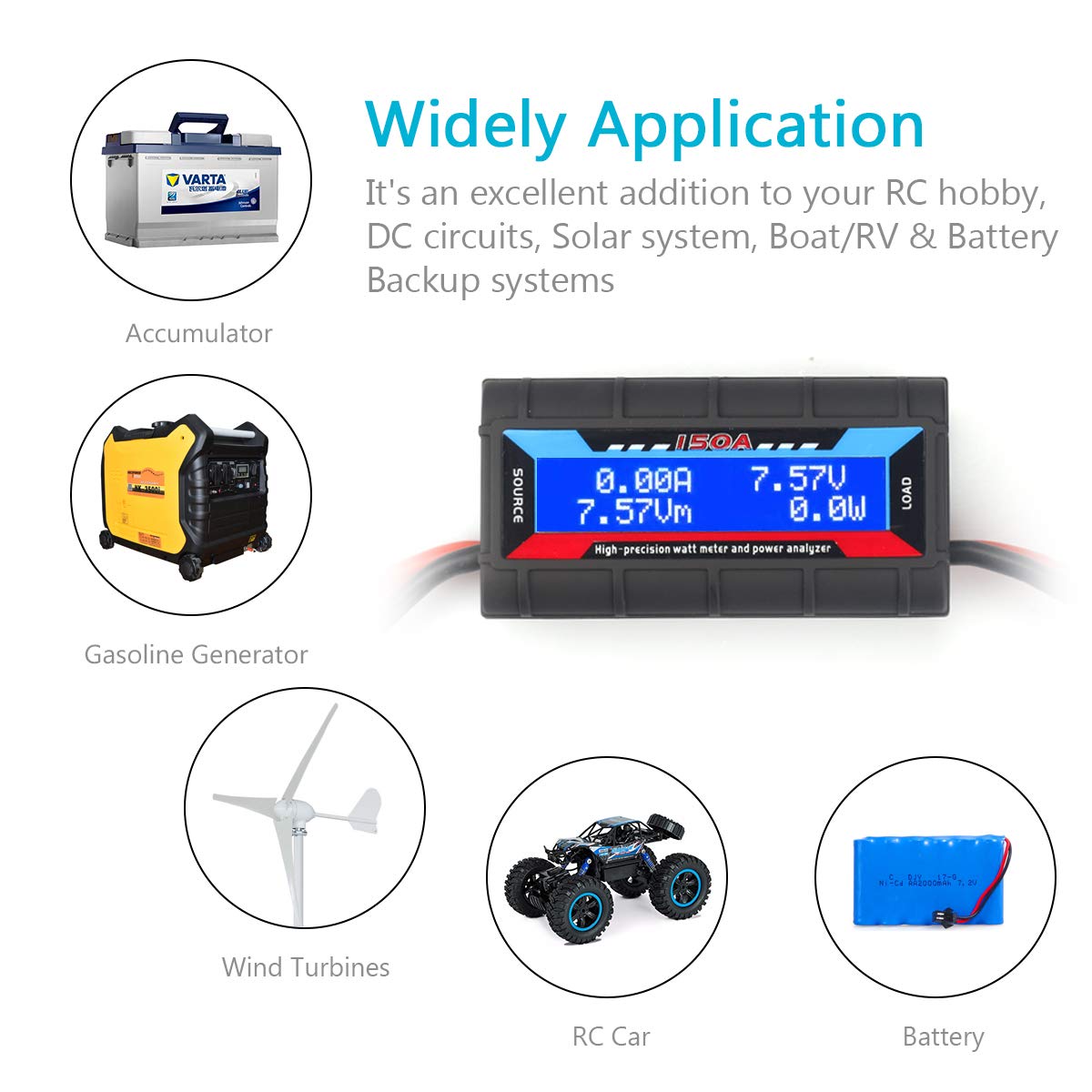 150A High Precision Power Analyzer Multi Meter for Measuring Power Watt (W) Voltage (V) Current (A) Charge (Ah) Energy (Wh)