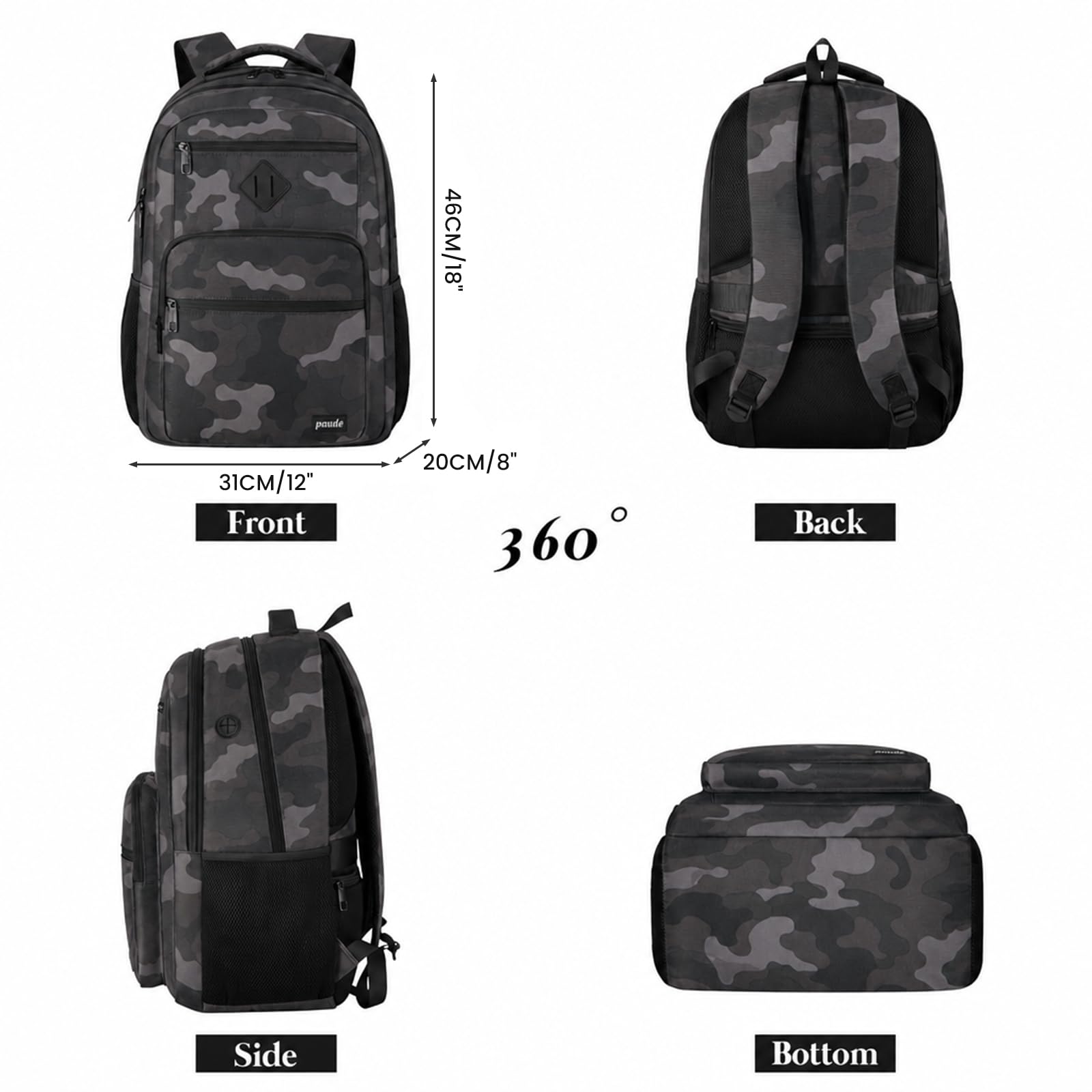 Mochila Portátil 15,6 Pulgadas para Adolescentes Bachillerato y Universidad, Ergonómica Resistente al Agua con Correa Trolley y Bolsillo, Mochila Multifuncional Hombre Mujer Ideal para Vuelta al Cole