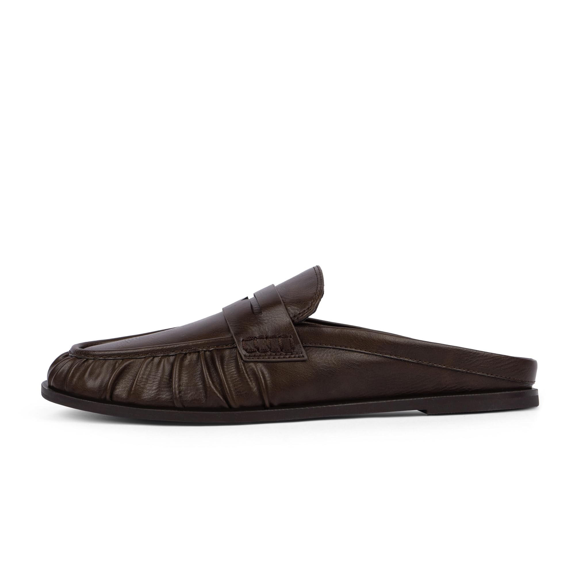 QIY Mules for Women Penny Loafers Comfortable Dressy Slip on Backless Flats Slides Slippers Walking Casual Office Shoes