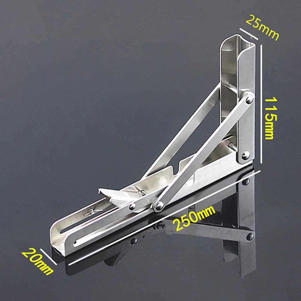 2PCS 10 Inch Length Stainless Steel Triangle Folding Angle Bracket Adjustable Wall Mounted Durable Bearing Shelf Bracket DIY Home Table Bench image 4