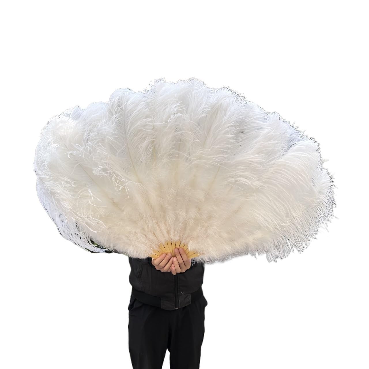 CIGPKLO Feather Dance Fan Big Feathers Fan 13Bone 100CM 130CM Hands Held Folding For Party Carnival Dance Performance Decoration