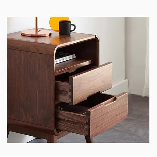 Miniatura 5 de SISWIM Mesitas de noche de madera de nogal negro para dormitorio armario de almacenamiento mesita de noche pequeño gabinete