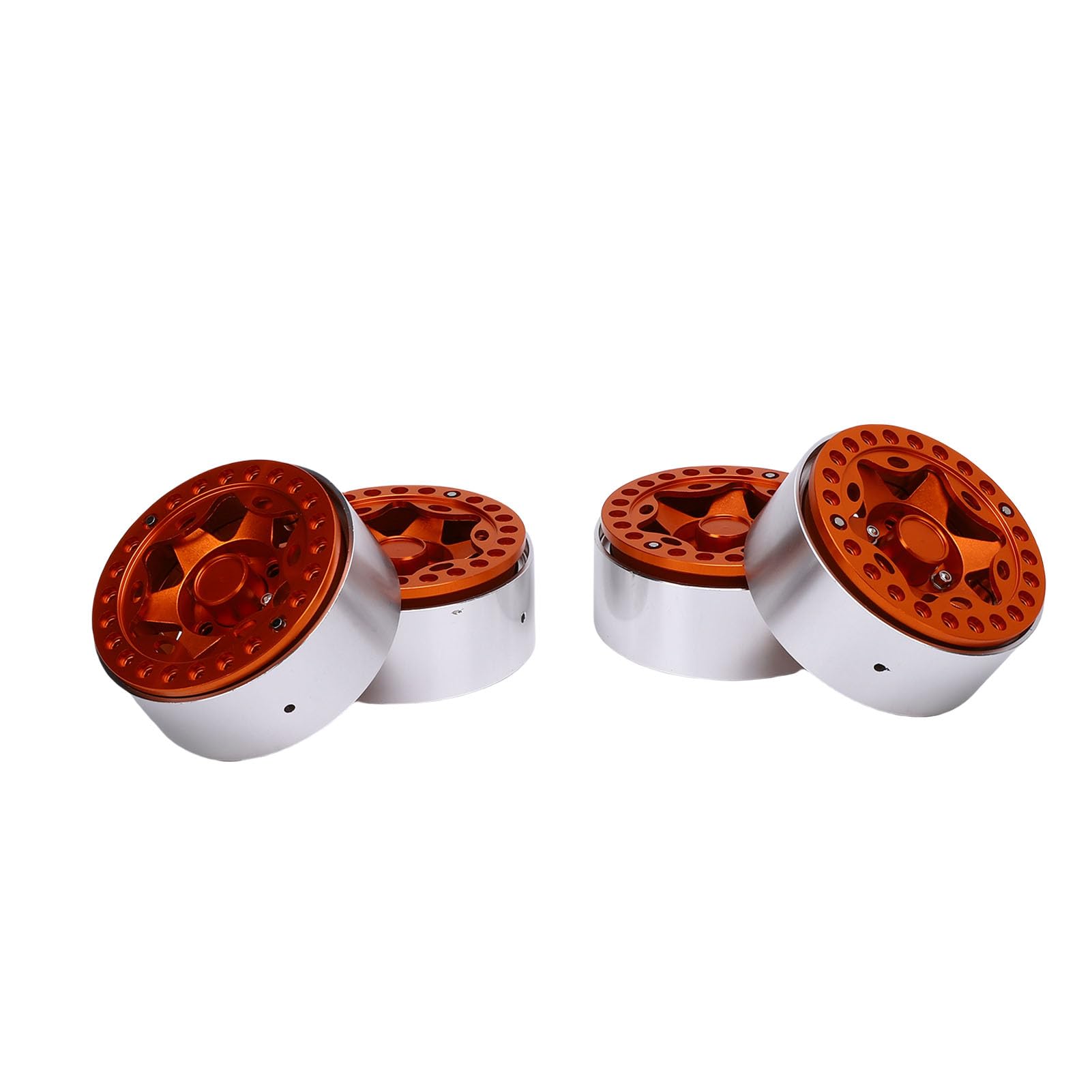 Cerchio Ruota Beadlock in Lega di Alluminio Leggero da 1.9 Pollici per Chenille RC, Installazione Rapida, Prestazioni Stabili, Confezione da 4 (Arancione)