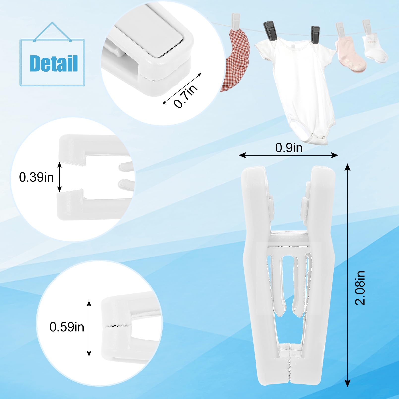 CACASO 50 Pcs Hanger Clips for Hangers,Plastic Baby Hanger Clips,White Finger Clips,Pant Hangers Clips,Strong Pinch Grip Clips for Skirt Pants Clothes Hangers (White)