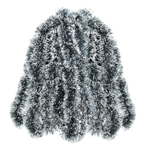 SULOLI Ghirlanda Natalizia,10 Metri Ghirlanda Artificiale,Ghirlande di Orpelli per Porta,Decorazioni Albero di Natale (Verde Scuro Con Bianco)