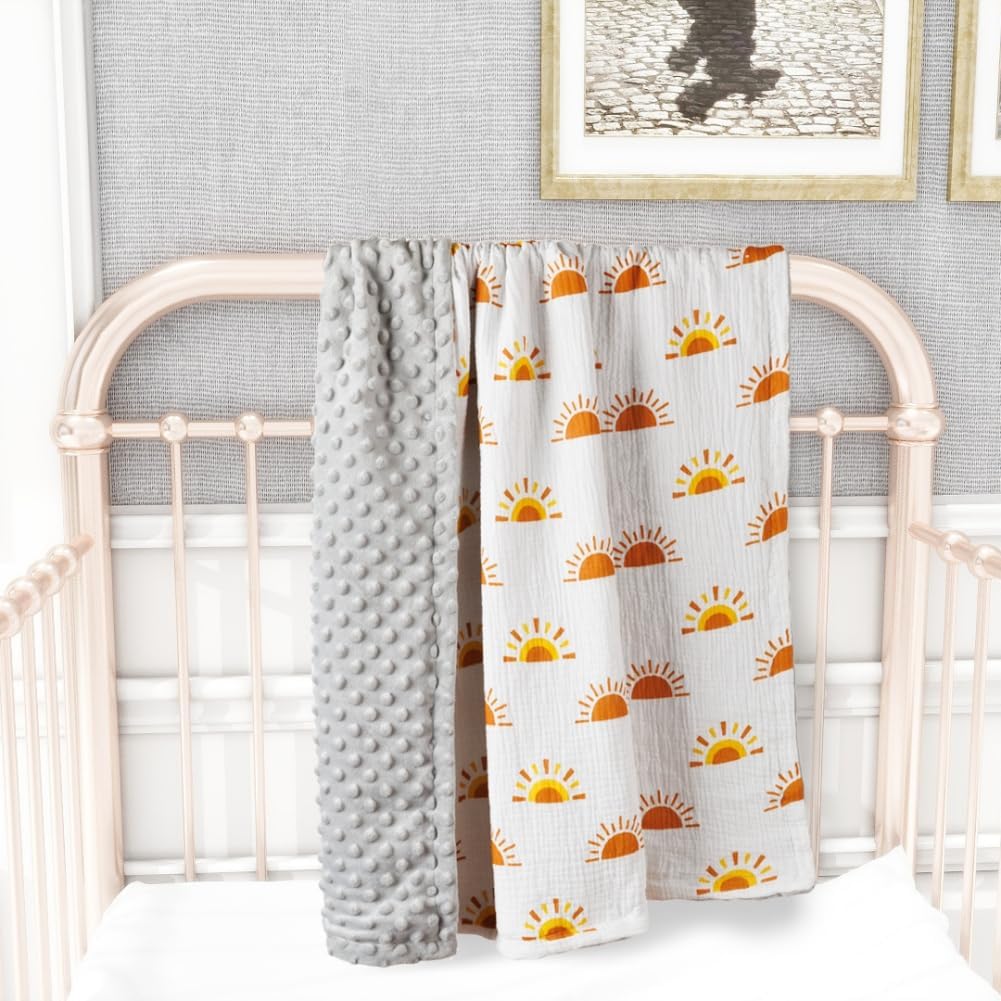 3 Pack Soft Boho Baby Gender Neutral Blankets for Newborn Baby Girls or Boys Unisex Nursery Toddler Baby Throw Blanket Double Layer Blankets with Dotted Backing Sun Rainbow Printed (Boho) - Image 5