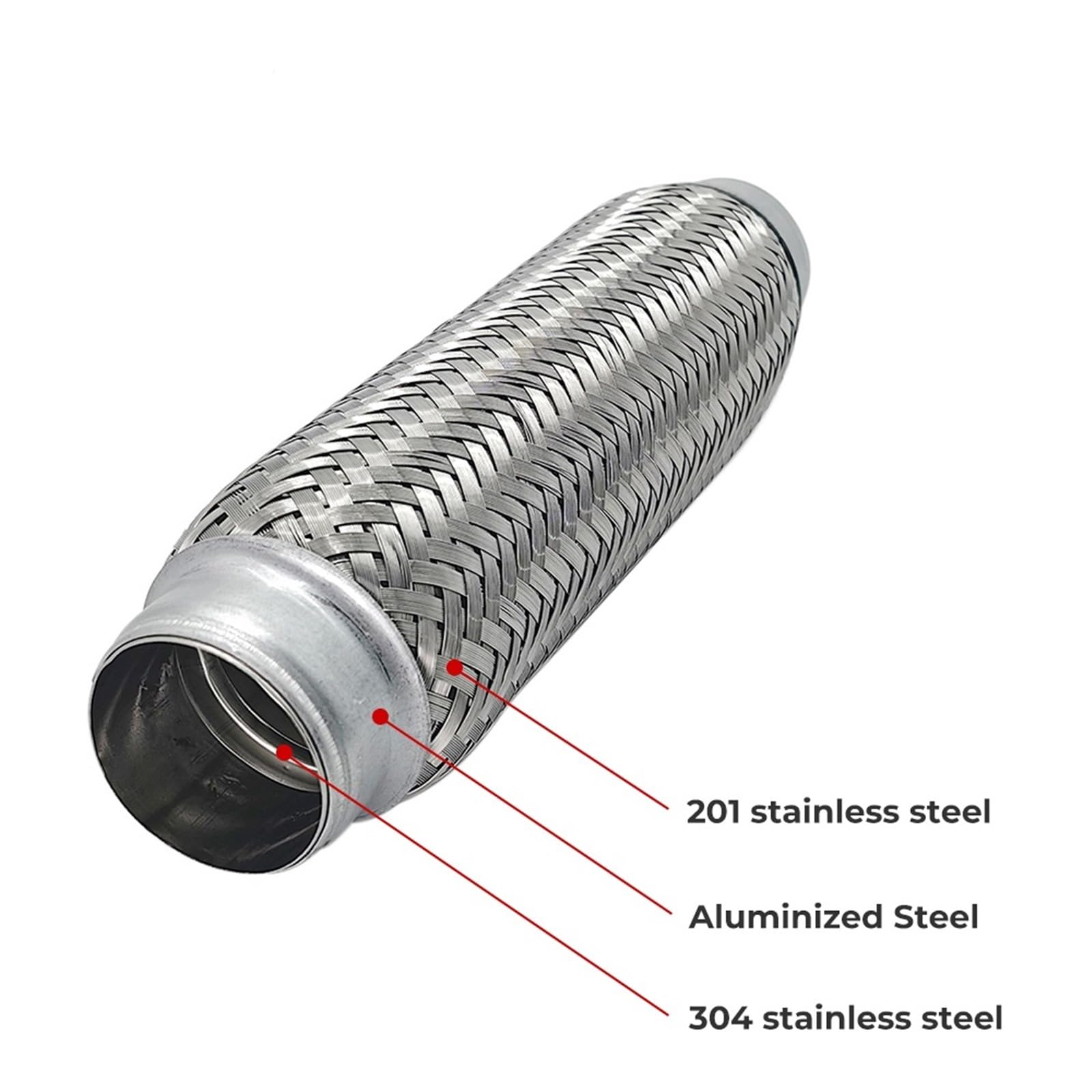Car Silencer 45mm 64mm elastyczne rury wydechowe samochodu połączenie oplot mieszek tłumik ze stali nierdzewnej złącze rurowe spawane uniwersalne(45-251mm)