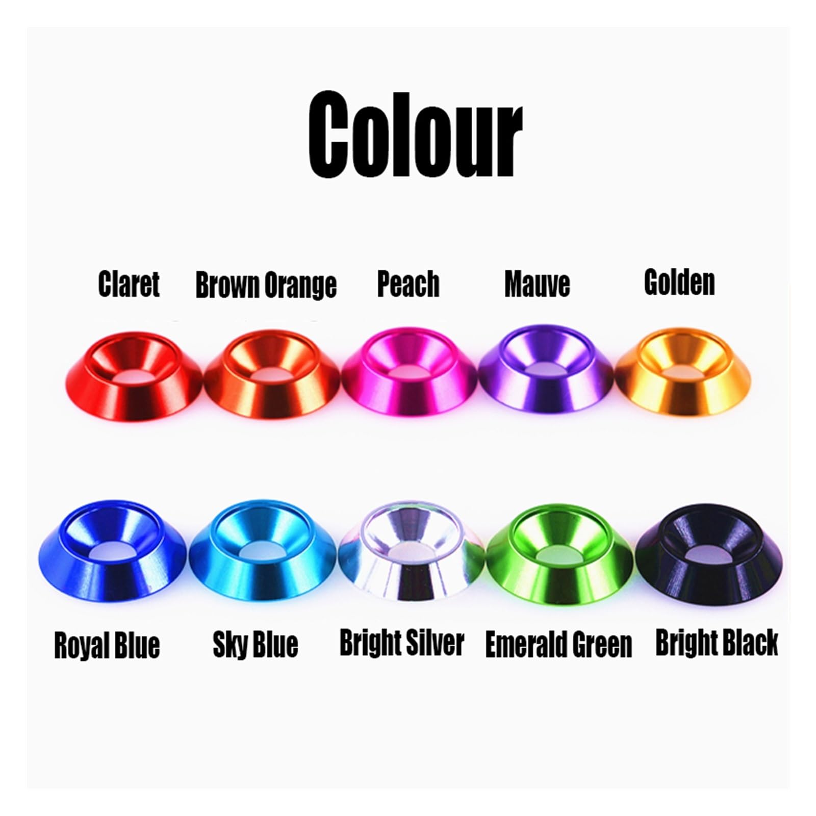 5 rondelle a tazza in acciaio inossidabile 304, 5 pezzi M2 M2,5 M3,5 M4, rondelle in alluminio colorate, testa svasata piatta, guarnizione con scanalatura conica(Peach,M4)