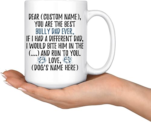Miniatura 3 de Taza personalizada American Bully Dad Bully Dog Mens, Bully Dog Daddy Taza de perro Bully Dog Dog, regalo para dueño de perro American Bully, taza