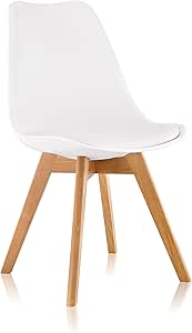 JUMI Esszimmerstuhl Oslo - Bequemer Stuhl Mit Samtkissen & Holzbeinen - Grauer Bürostuhl Ohne Armlehnen