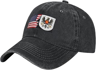 Vintage Ducal Prussia or East Prussia Coat of arms and America Baseball Cap for Men Women Adjustable Sports Hats Low Profile Cotton Golf Dad Hat Black