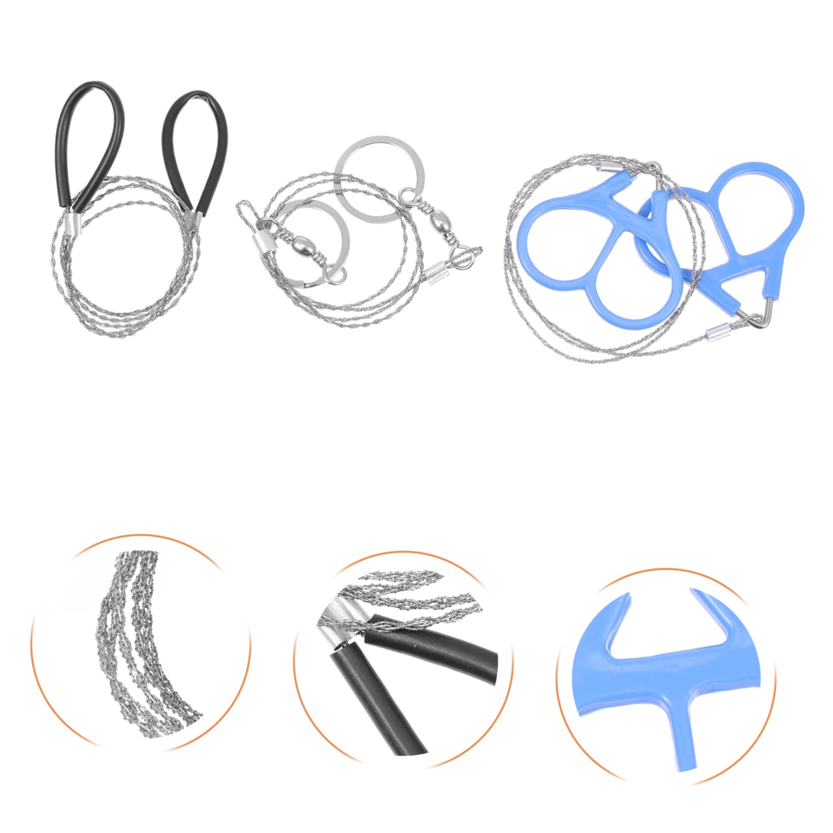 GALPADA 2sets Emergency Wire Saws for Outdoor Activities Stainless Steel Fret Saws Compact Portable 3pcs*2