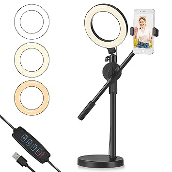 Live Streaming Phone Desktop Stand with 2 Light Modes 6