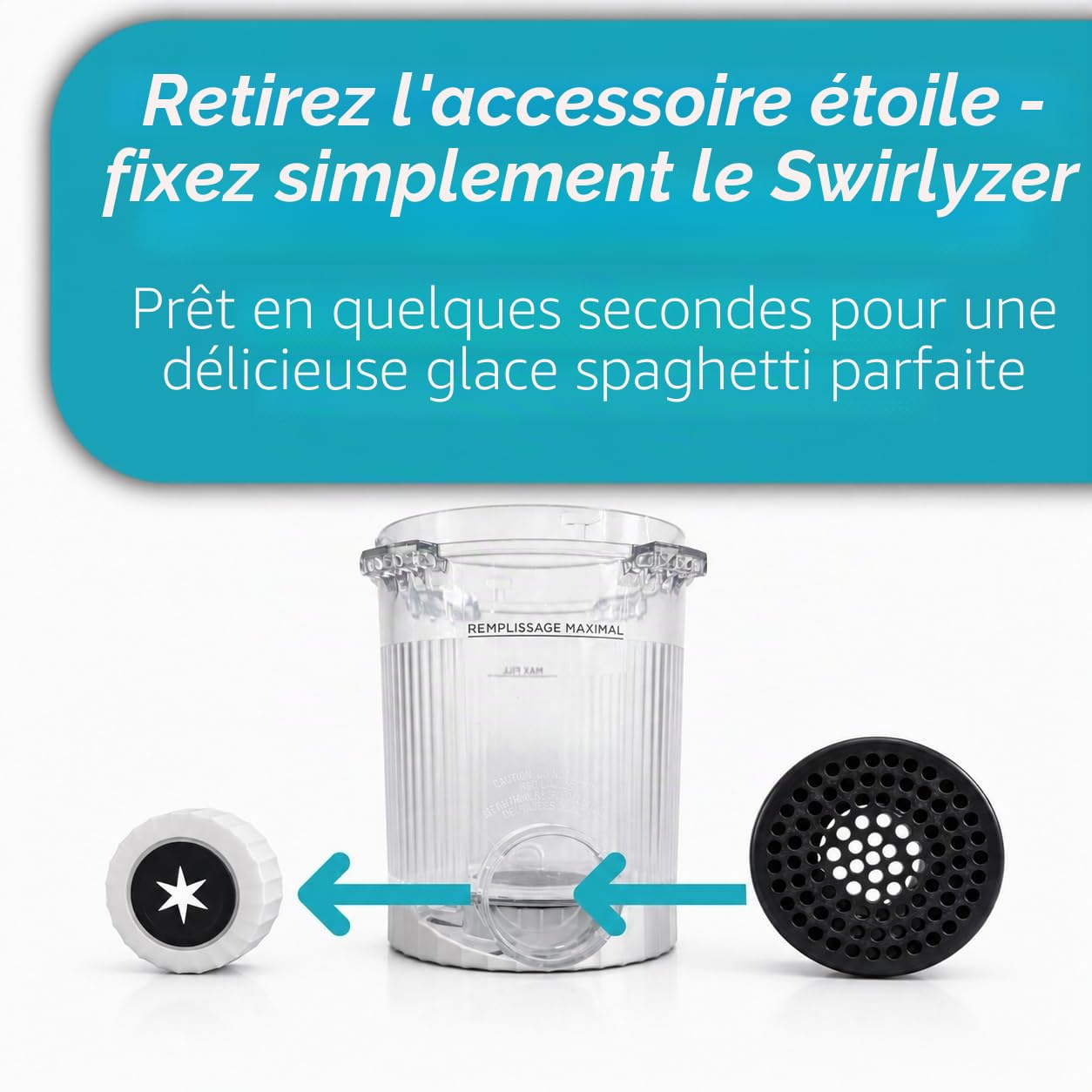 Wundermix Swirlyzer Embout Glace Spaghetti Ninja | Compatible Creami Swirl, presse glace douce, morceaux uniformes