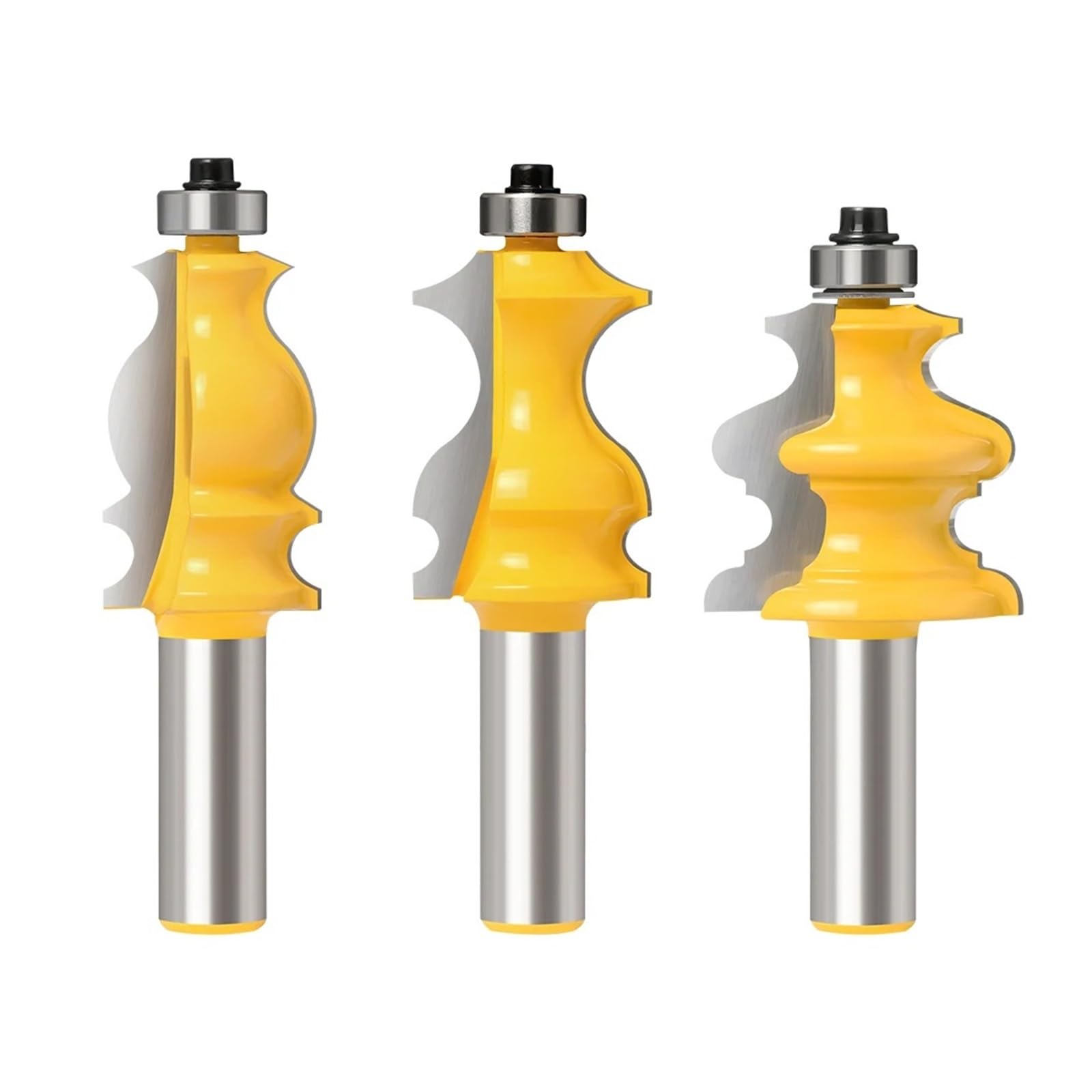 3 sztuk/zestaw specjalna poręcz do formowania frezy do drewna, 12mm 1/2 Cal Shank do formowania architektonicznego zestaw bitów do frezów do obróbki drewna narzędzie do wycinania kształtów (Material