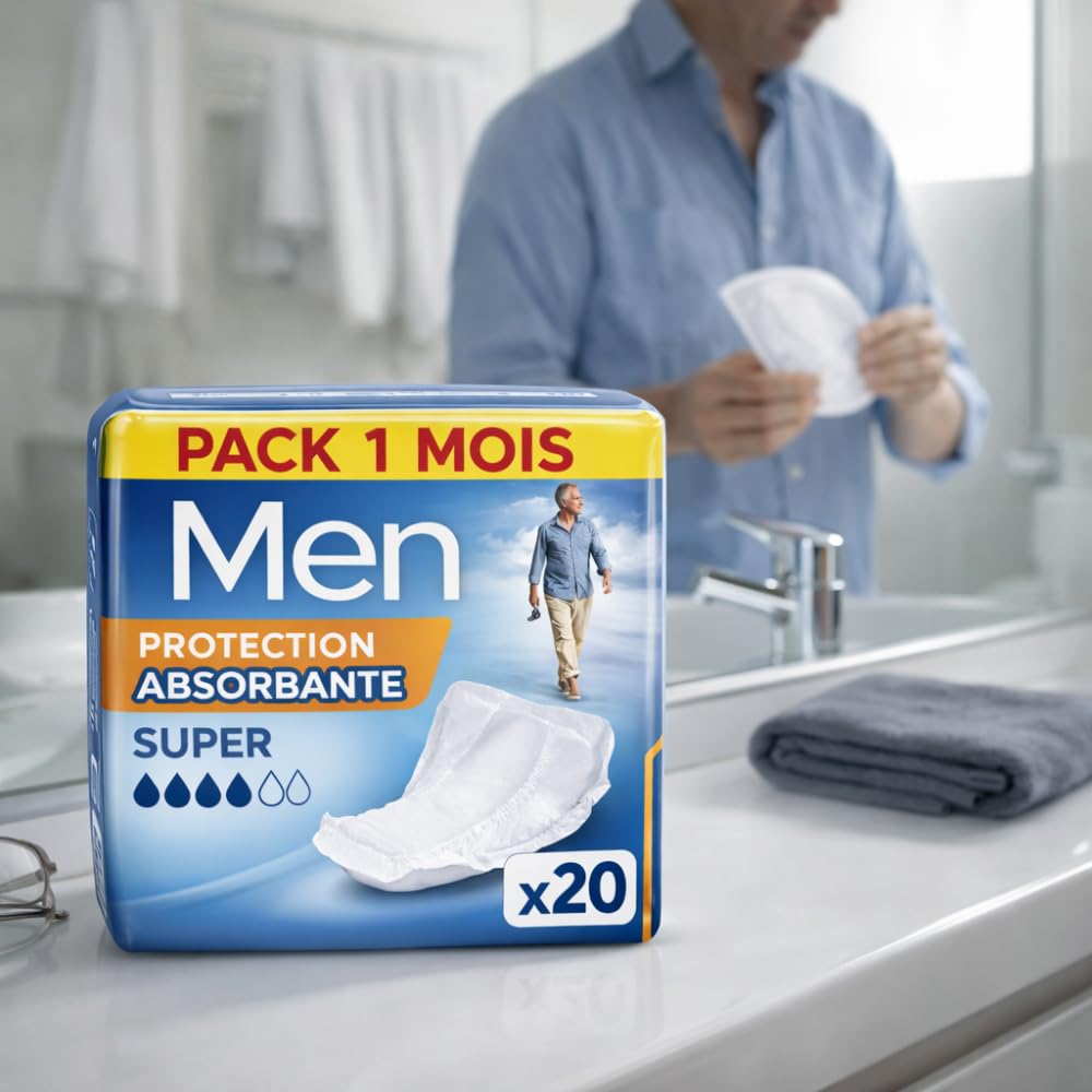120 Protections Urinaires pour Homme – Super Absorption – (Pack Économique) – Protection Incontinence Masculine Discrète et Confortable