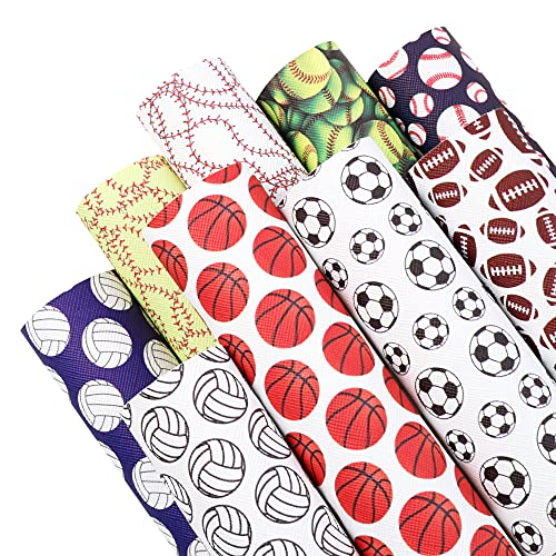 David Angie Ball Football Baseball Volleyball Printed Faux Leather Sheet 9 Pcs Assorted 8