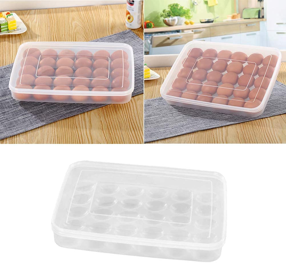 LATRAT Egg Box Egg Storage Box for 30 Eggs Transparent Plastic Rectangular Refrigerator Outdoor - Image 3
