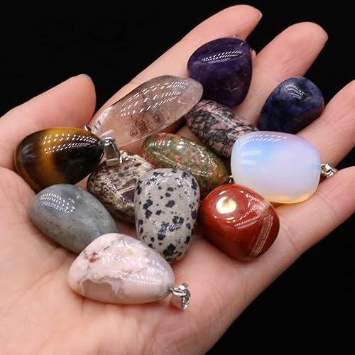 Miniatura 5 de LE SKY 20 dijes de piedra natural irregulares de varias energías curativas de cristal para hacer joyas, collares, pulseras, accesorios, Piedra