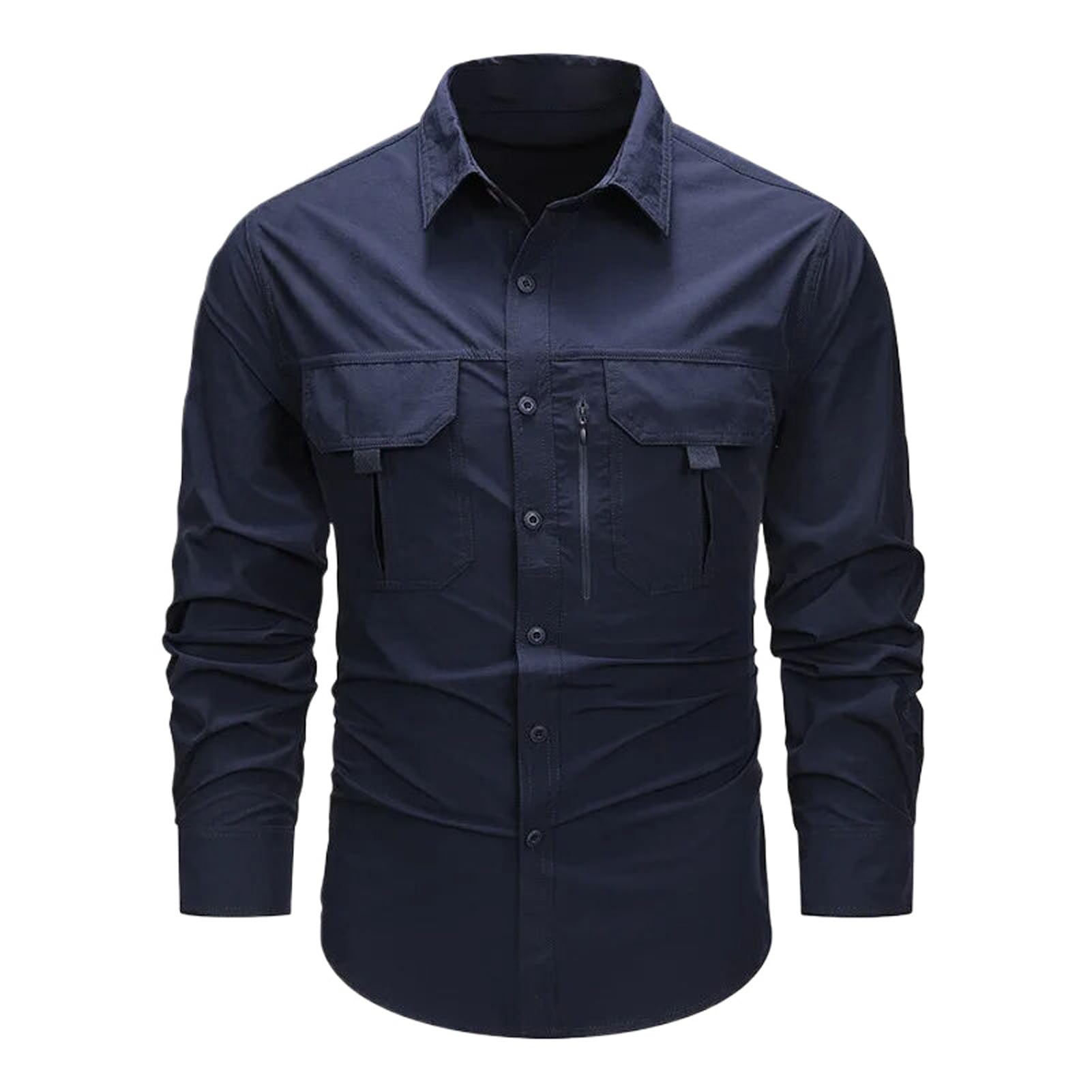 Camisas de senderismo para hombre WOLONG multibolsillos ropa casual de montaña 8