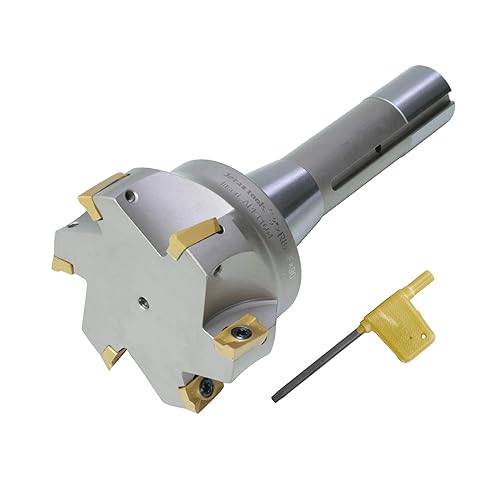 Miniatura 18 de Fresa de extremo indexable de 2 pulgadas de vástago R8, 2 pulgadas de diámetro y fresadora de alta velocidad de 90 grados con inserto de carburo