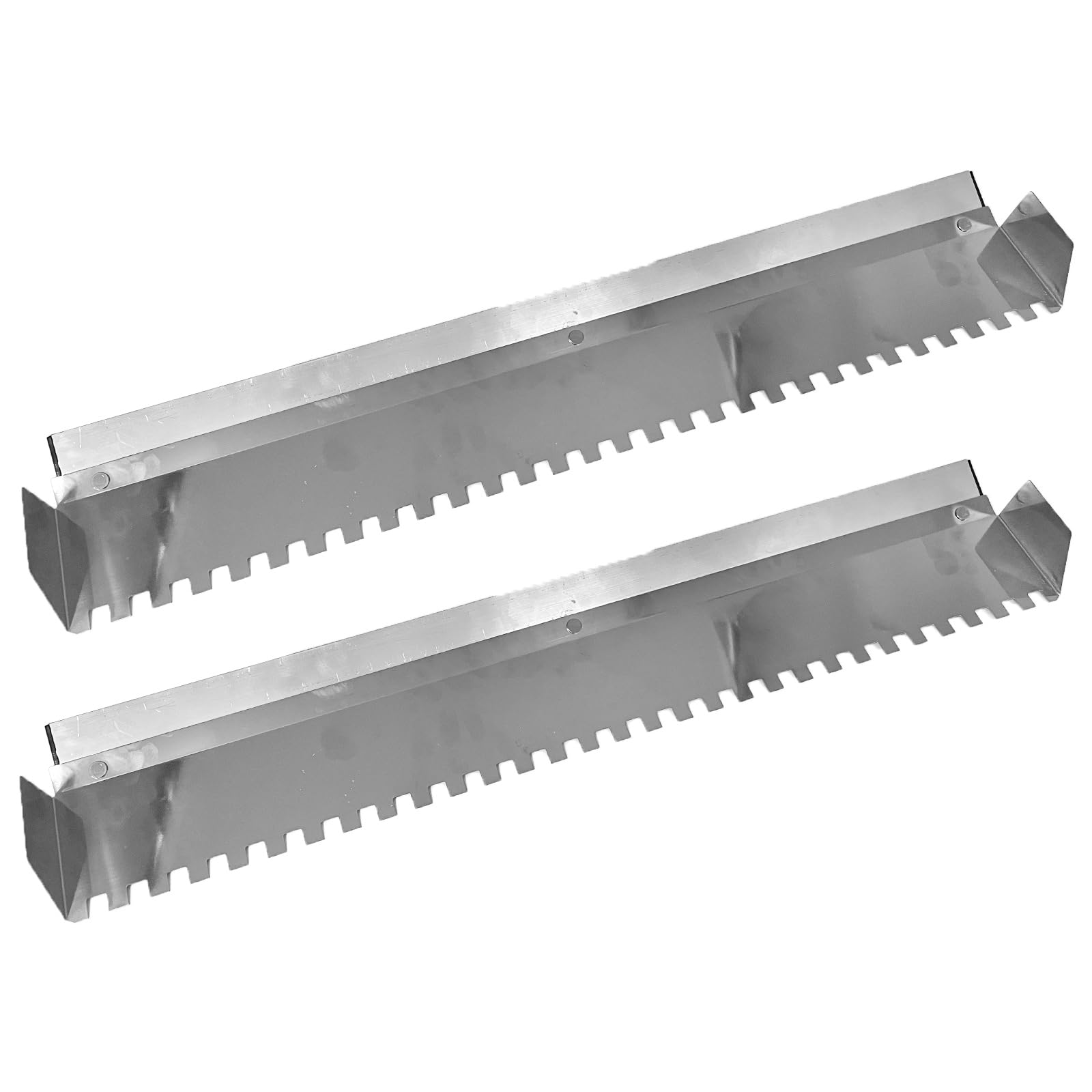 Paquete de 2 herramientas para azulejos, paleta grande de 24 pulgadas, paleta de mampostería de acero inoxidable de muesca cuadrada de 2/5 x 2/5 pulgadas para azulejos grandes y baldosas de mano