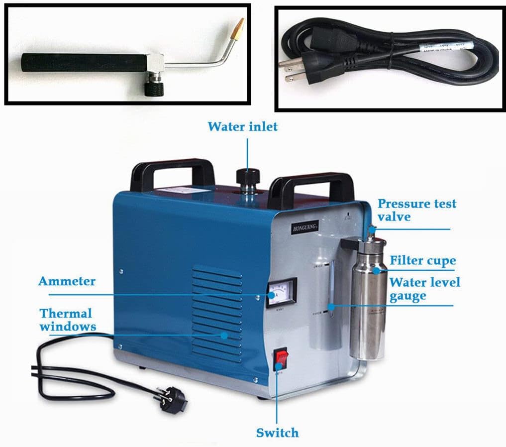 DNYSYSJ Acrylic Polisher, 75L/H Portable Oxygen Hydrogen Gas Flame Generator Torch Water Welder, 1 Gas Torch