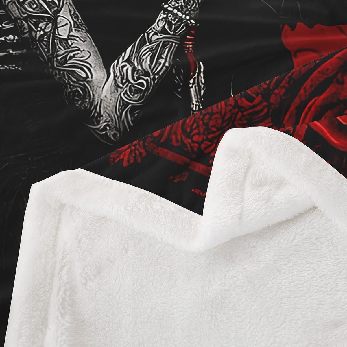 Erosebridal Skull Couple Blanket,Kissing Lovers Skeleton Throw Blanket Queen,Vintage Rose Flower Fleece Blanket,Gothic Spooky Lover Sherpa Blanket Valentine's Day Fuzzy Blanket