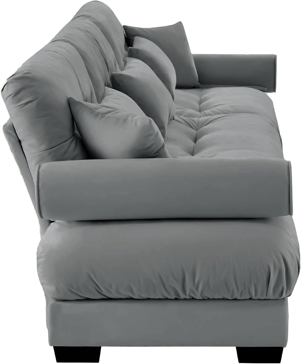 Velvet Modular Sectional Sofa,3-Seater Cloud Couch with Pillows and High Density Memory Foam for Living Room, Home Theater,Apartment（Grey）