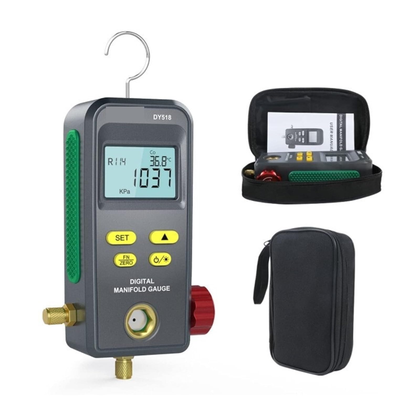 Medidor de presión de refrigeración digital Colector Medidor de vacío digital Presión Freón Manómetro Probador de temperatura CalibracióN Precisa