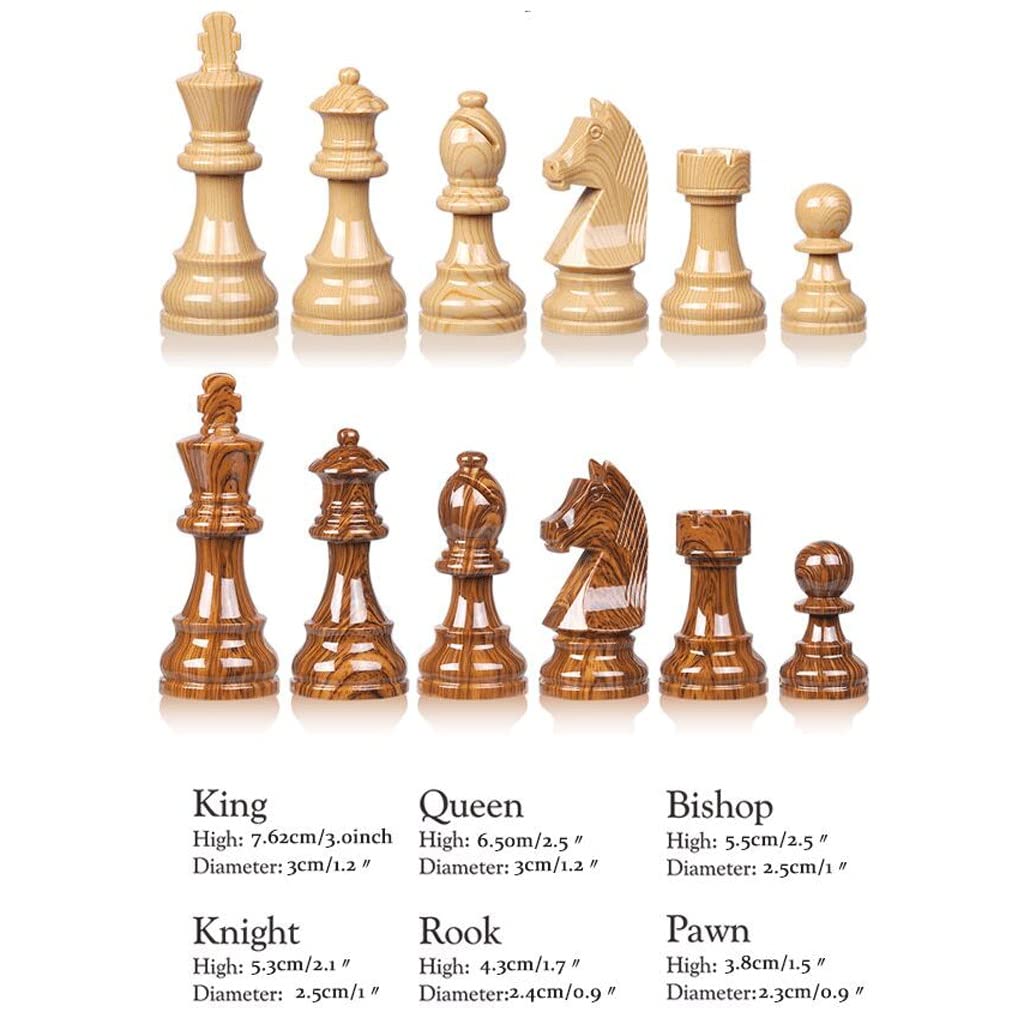 ZAW Schach Große Schach-Sets, 15-Zoll-faltendes tragbares Massivholz-Schachbrett mit Aufbewahrungstasche, Premium-Schach-Set for Erwachsene (Zwei weitere Queens) Chess (Color : Chess Set)